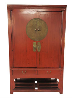 asian red hand painted jewelry armoire Asian red hand painted jewelry armoire